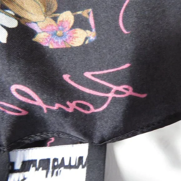 Karl Lagerfeld Black Silk Floral Scarf/Wrap - Picture 10 of 13